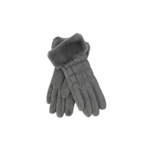 image of Eastern Counties Leather Womens/Ladies Giselle Faux Fur Cuff Gloves (One size) (Grey)