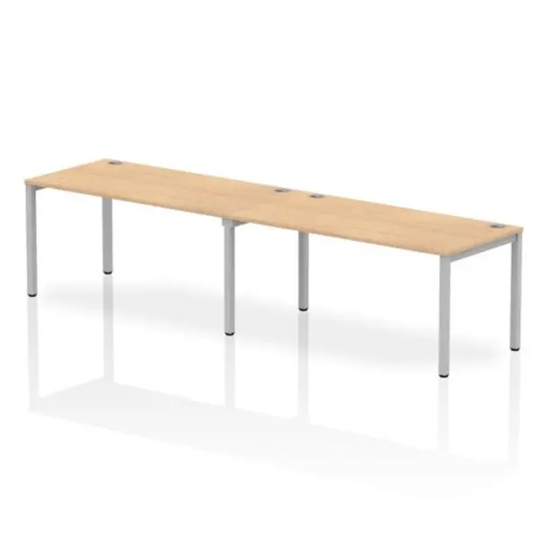 Image of Impulse Bench Single Row 2 Person 1600 Silver Frame Office Bench Desk Maple