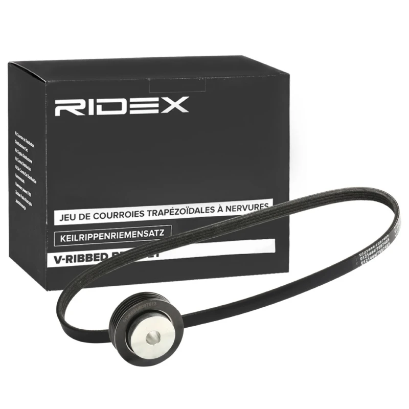 Image of RIDEX 542R0795 V-ribbed belt set Check alternator freewheel clutch & replace if necessary V-Ribbed Belt Set (542)