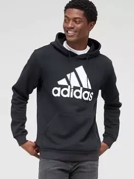 Image of adidas Big Logo Fleece Overhead Hoodie - Black, Size XS, Men