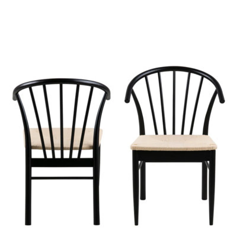 Image of Furniture To Go Cassandra Dining Chair With Armrest In Black Set Of 2