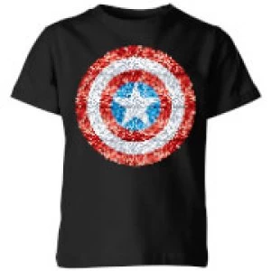 image of Marvel Captain America Pixelated Shield Kids T-Shirt - Black - 11-12 Years