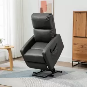 image of HOMCOM Riser And Recliner Chairs PU Leather Upholstered Lift Chair With Remote Control And Side Pockets Charcoal Grey