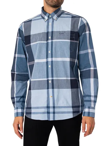 Image of Barbour Harris Tailored Shirt Berwick Blue Tartan 3XL