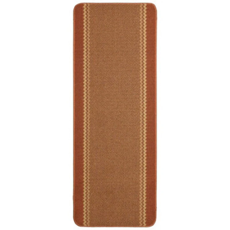 Image of THE RUGS Washable Designer Rugs & Mats Lined Bordered Design in Terra 116T in Burnt Orange Size: 67cm x 180cm Burnt Orange Unisex 67cm x 180 cm
