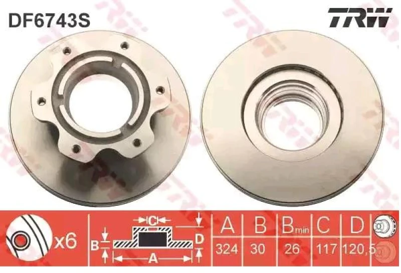 Image of Brake disc TRW DF6743S