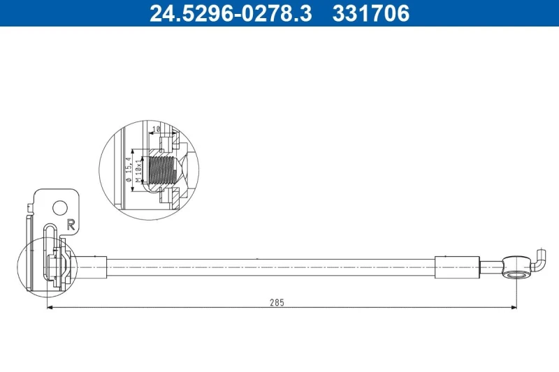 Image of ATE 24.5296-0278.3 Brake Hose without banjo bolt Brake Hose (83)