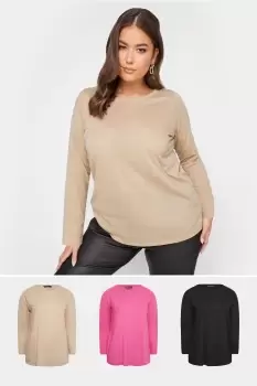 Image of 3 Pack Long Sleeve Essential T-Shirt