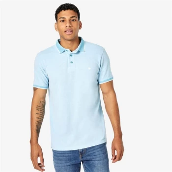 image of Jack Wills Kelvington Tipped Pique Polo - Sky Blue