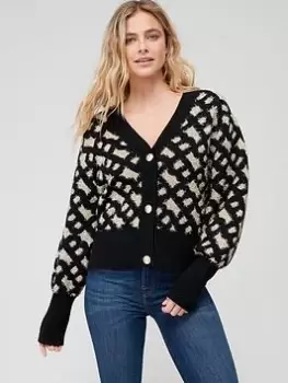Image of BOSS B' Logo Cardigan - Black, Size XS, Women