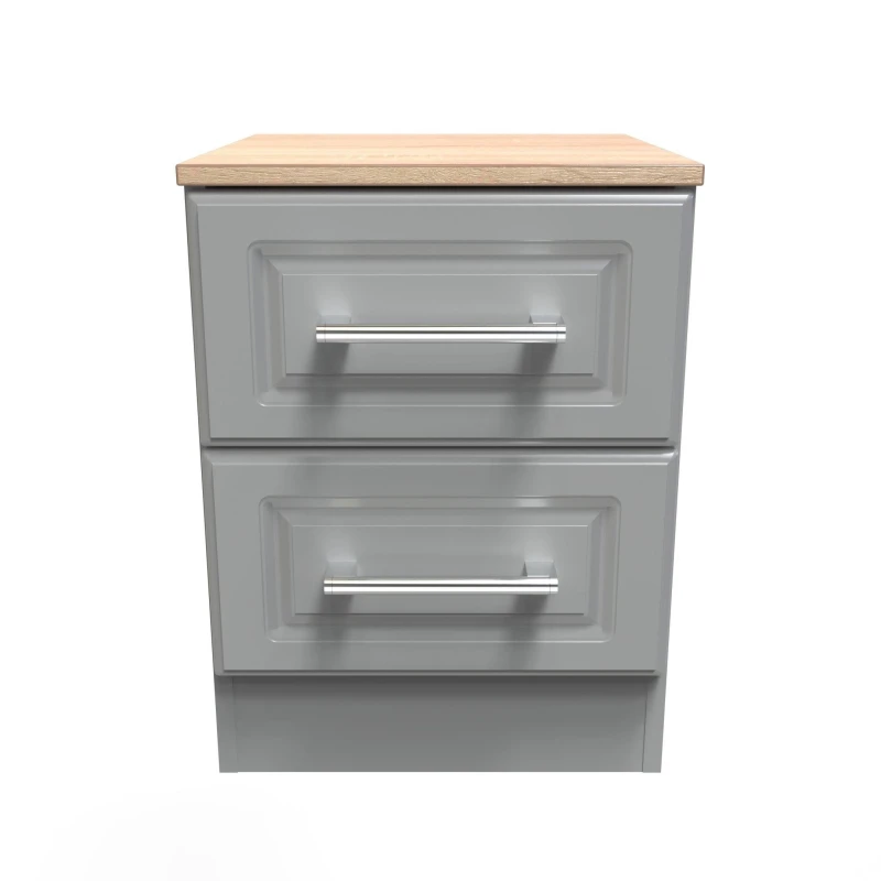 Image of Ready Assembled 2 U Norfolk 2 Drawer Bedside Cabinet (Ready Assembled) Dark Grey