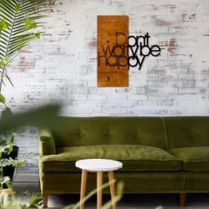 Image of Dont Wory Be Happy Walnut Black Decorative Wooden Wall Accessory