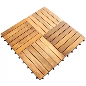 image of Decking Tiles Wooden Interlocking Boards Square Garden Patio Balcony Roof Terrace Hot Tub Flooring Acacia Wood Deck Tile Flooring - Brown