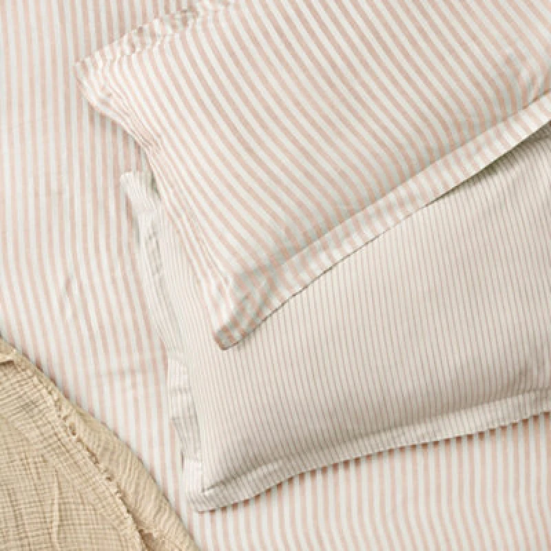 Image of Yard Hebden Striped Cotton Pillowcase Pair, Blush, 50X75Cm