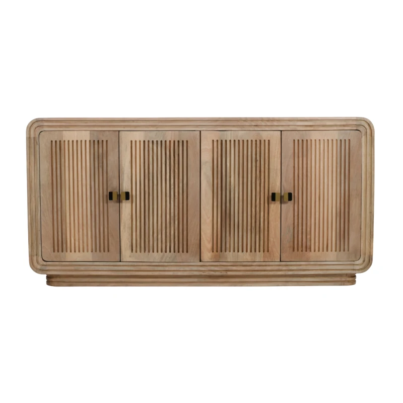 Image of Indian Hub Hudson Carved Mango Wood 4 Doors Large Sideboard