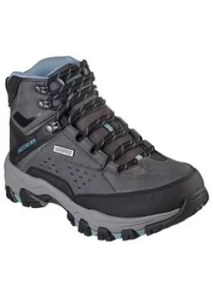 Image of Skechers Selmen Leather Lace Up Hiker Trail Boots, Charcoal, Size 6, Women