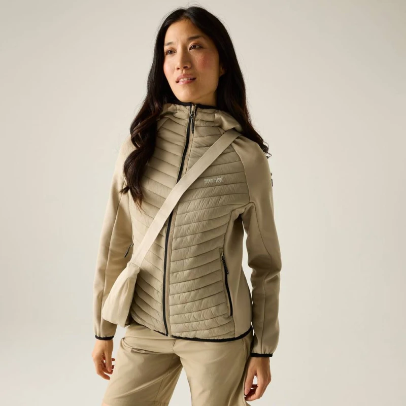 Image of Regatta Womens Andreson Stretch Water-Repellent Hybrid Quilted Jacket in Stone Size: 14 Stone Female 14