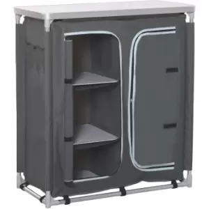 Image of Outdoor Aluminum 3-shelf Camping Cupboard Kitchen Station Cook Table - Outsunny