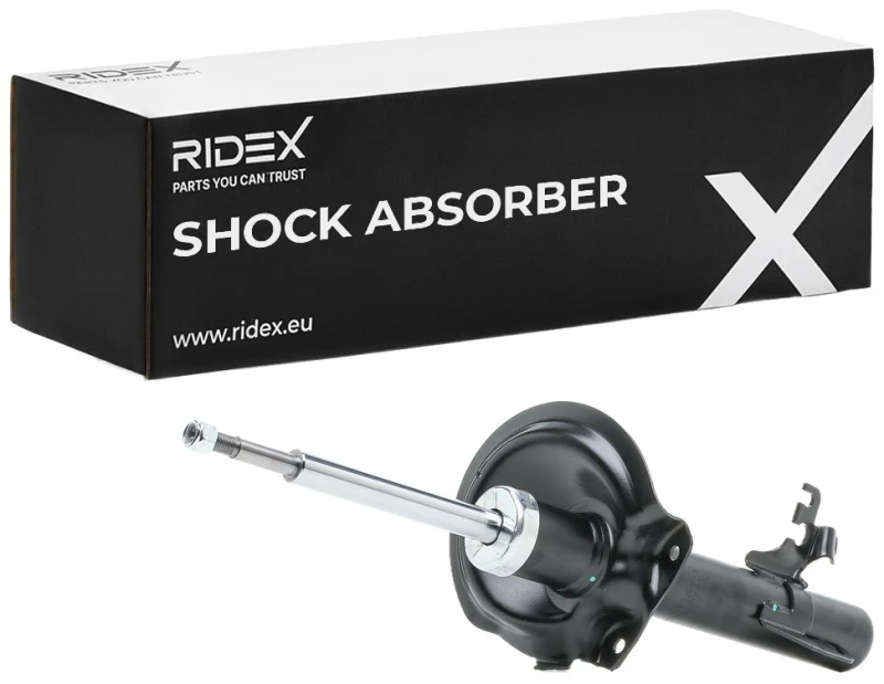 Image of RIDEX 854S0482 Shock absorber Front Axle Right, Gas Pressure, Twin-Tube, Suspension Strut, Bottom Clamp Shock Absorber (854)