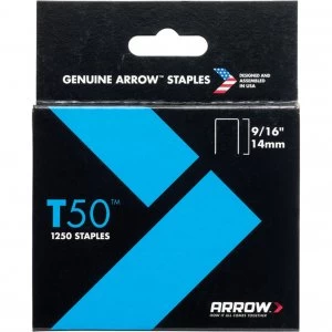 image of Arrow T50 Staples 14mm Pack of 1250