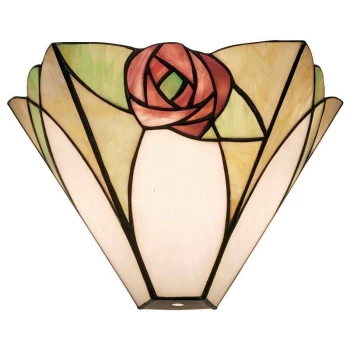 image of Interiors Ingram - 1 Light Indoor Wall Uplighter Dark Bronze with Tiffany Glass, E14