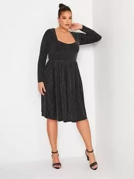 Image of Yours Sweetheart Brillo Dress Silver, Black, Size 16, Women