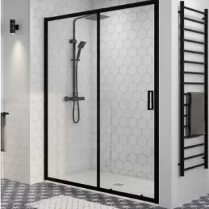 image of Black 1100mm Sliding Shower Door - Pavo