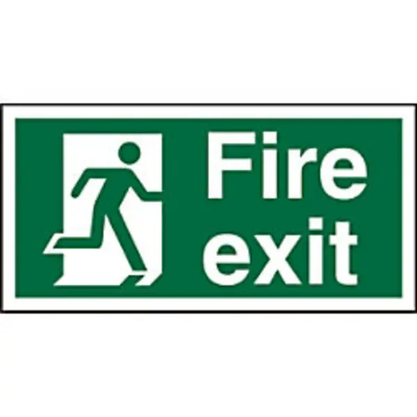 Image of SECO by Stewart Superior Seco Safe Procedure Safety Sign Fire Exit Man Running Right Semi Rigid Plastic 200 x 100mm - SP318SRP200X100 SP318SRP200X100