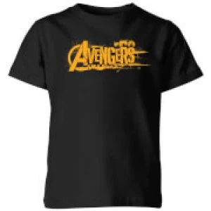 Image of Marvel Avengers Infinity War Orange Logo Kids T-Shirt - Black - 11-12 Years