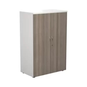 image of 1200 Wooden Cupboard (450MM Deep) White Carcass Grey Oak Doors