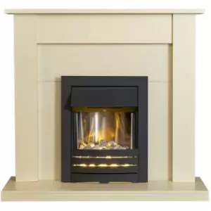 image of Sutton Fireplace in Cream & Black/Cream with Helios Electric Fire in Black, 43" - Adam