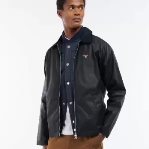 Image of Barbour Mens College Wax Jacket - Navy/Ivy Tartan - L