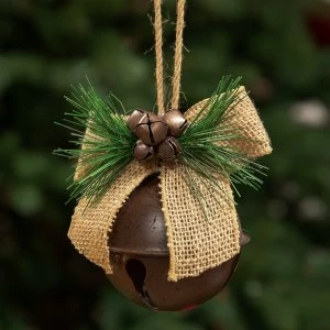 Image of Jingle Bell Hanging Tree Decoration with Jute Bow