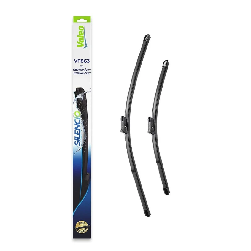 Image of VALEO 577863 Wiper blade Front, 520mm, with pre-mounted adaptor, Pin Fixing Wiper Blade (298)