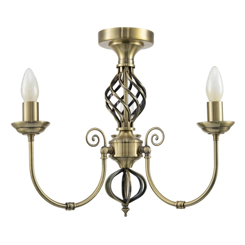 Image of Happy Homewares Traditional Classic Chandelier Semi Flush Ceiling Light with Twisted Knot in Metallic Gold Metallic Gold Unisex