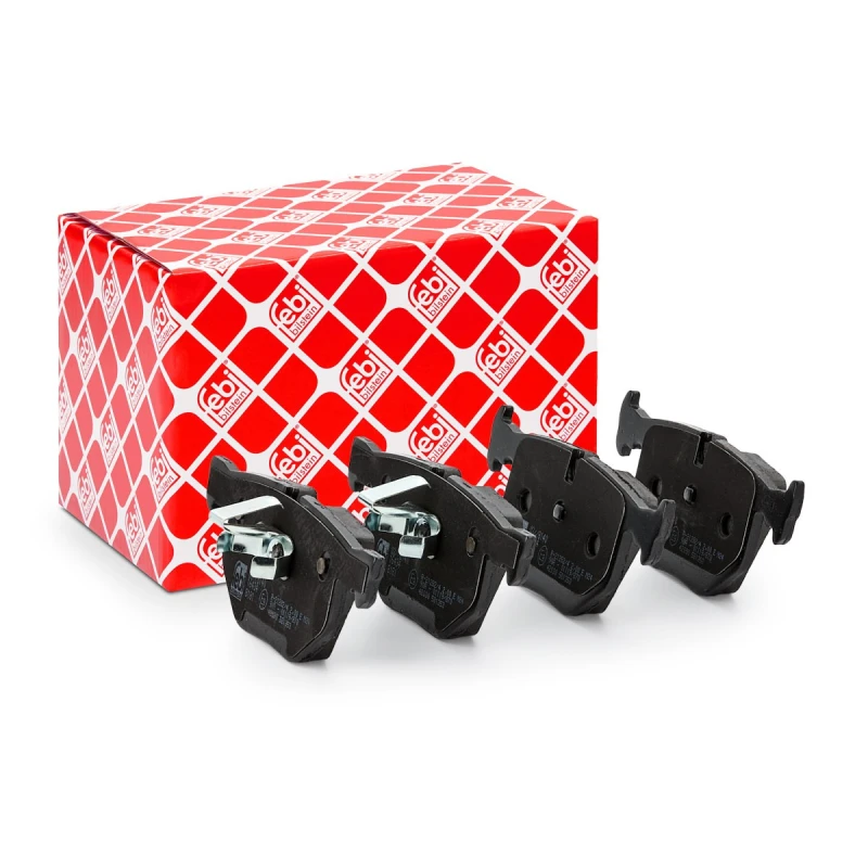 Image of FEBI BILSTEIN 16434 Brake pad set Rear Axle, prepared for wear warning indicator, with piston clip Brake Pad Set,disc brake (402)