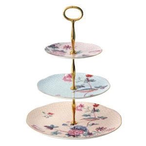 image of Wedgwood Cuckoo 3 Tiered Cake Stand Red