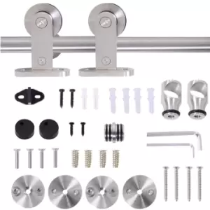 Image of HOMCOM 35-45mm Track Stainless Steel Sliding Door Kit - Silver