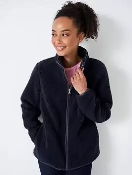 Image of Crew Clothing Sherpa Zip Through - Navy, Blue, Size 10, Women