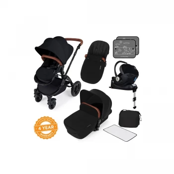 Image of Ickle Bubba Stomp V3 i-Size Travel System with Isofix Base -Graphite Grey on Silver with Tan Handles