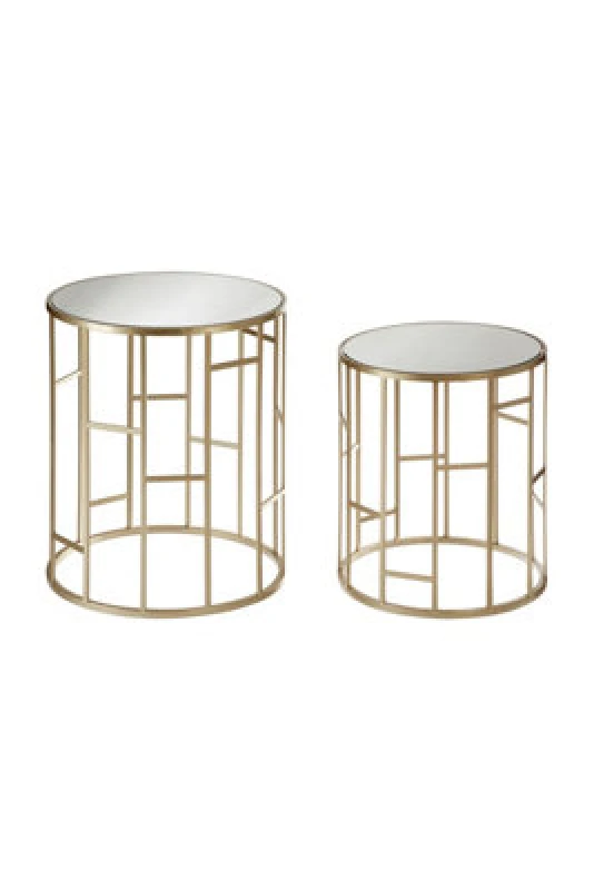 Image of Premier Housewares Avantis Asymmetrical Frame Set Of 2 Tables Gold
