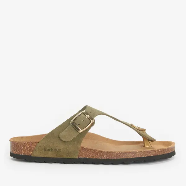 Image of Barbour Womens Margate Suede Toe Post Sandals - UK 6 Green Sandals female LFO0700OL12 6