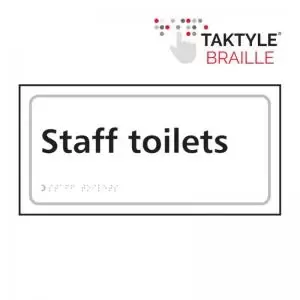 image of Staff Toilets&rsquo; Sign; Self Adhesive Taktyle; White 300mm x