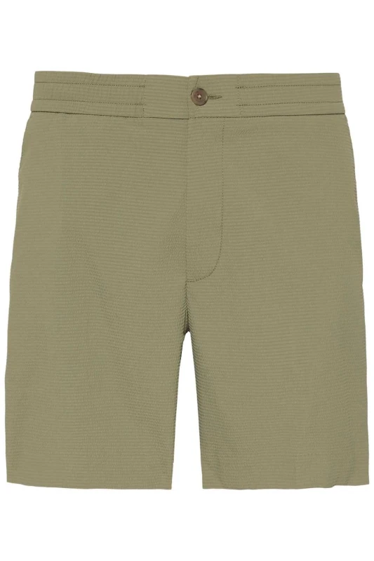 Image of Debenhams Debenhams Men Straight Seersucker Elastic 7" Shorts Khaki Size: 36R Khaki 36R Male 8721223830411