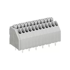 Image of WAGO 250-1402 2 Pole 2.54mm 4A 45° Push Button PCB Terminal Block Grey