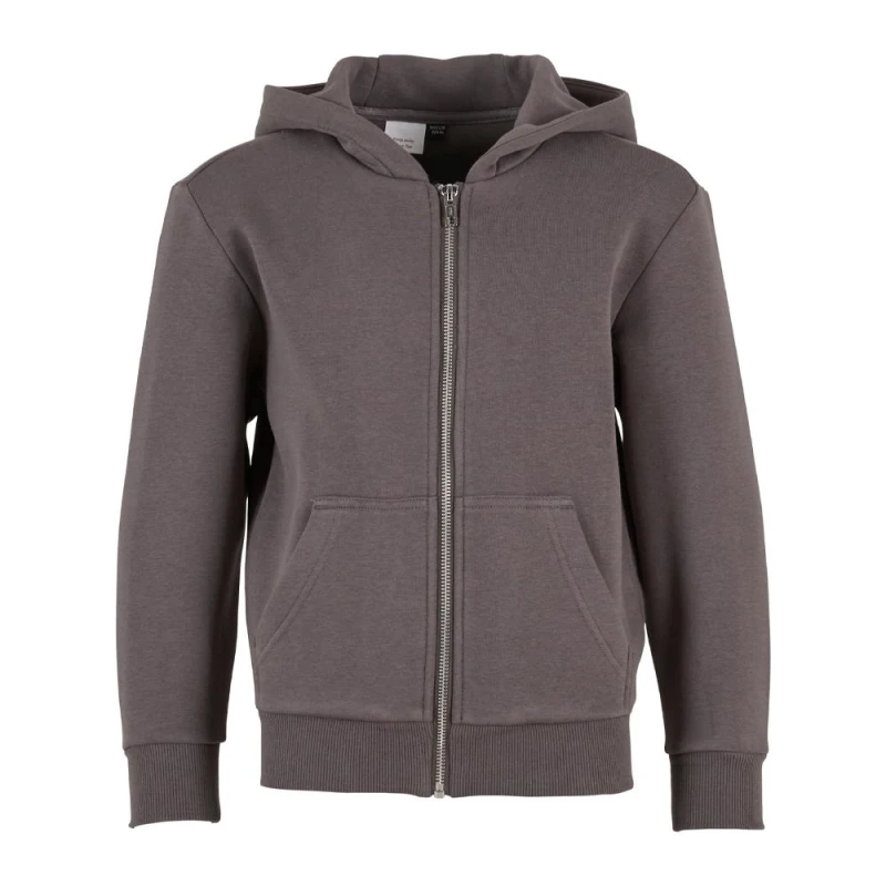 Image of Build Your Brand Fluffy Full Zip Hoodie in Dark Grey Size: 7-8 Years Dark Grey Unisex 7-8 Years
