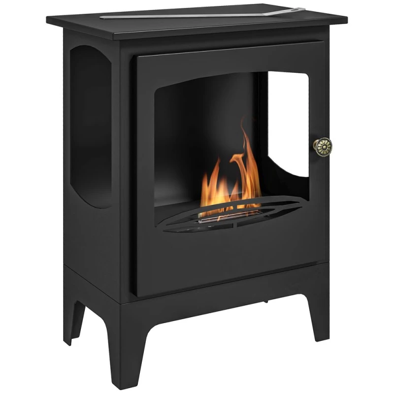 Image of HOMCOM Freestanding Ethanol Fireplace, with Stainless Steel Flame Snuffer, 1.2L Tank, 3 Hours Burning Time for Indoor