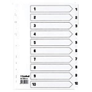 image of Guildhall Mylar Dividers White A4 10 Part 1-10 Numbered Set