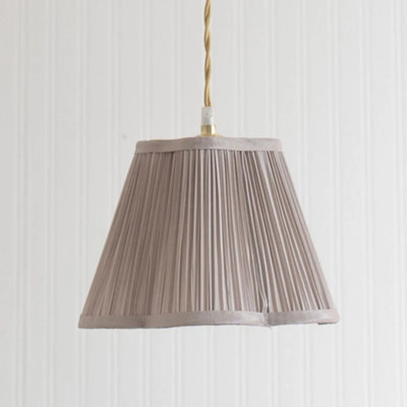 Image of ValueLights ValueLights Loralei Light Grey Pleated Faux Silk Scalloped Easy Fit Lamp Shade Size: Small Light Grey Small Unisex 5016529272113