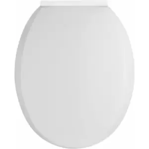 image of Round Thermoplastic Top Fixing Toilet Seat with Soft Close Hinges - White - Nuie